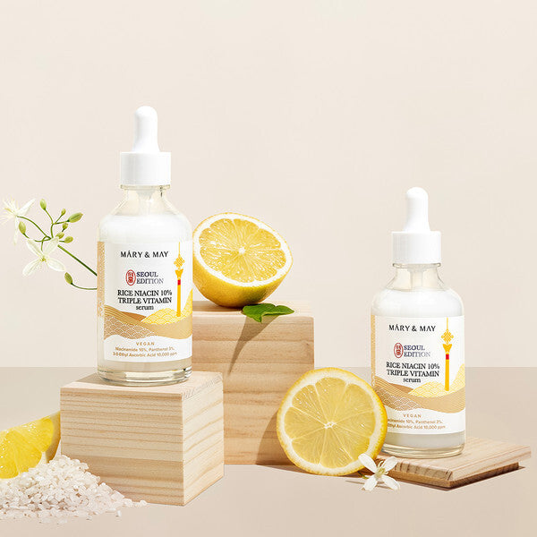 سيروم ثلاثي الفيتامينات من الأرز مع نياسين 10%، إصدار سيول، 80 مل - ماري آند ماي